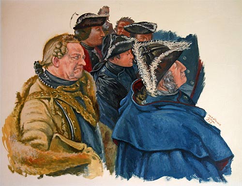 Ansprache Friedrichs II. an seine Gener�le vor der Schlacht bei Leuthen 1557, Detail, Adolph Menzel